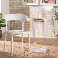 Baxton Studio AY-PC09-White Plastic-DC Gould Modern Transtional White Plastic 4-Piece Dining Chair Setl